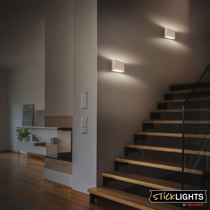Briloner 3878011 - ladattava LED-seinävalaisin liiketunnistimella ja hämäräkytkimellä CHAT LED/3W/5V 2000 mAh beige