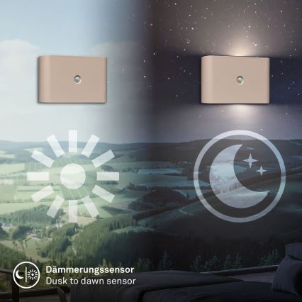 Briloner 3878011 - ladattava LED-seinävalaisin liiketunnistimella ja hämäräkytkimellä CHAT LED/3W/5V 2000 mAh beige