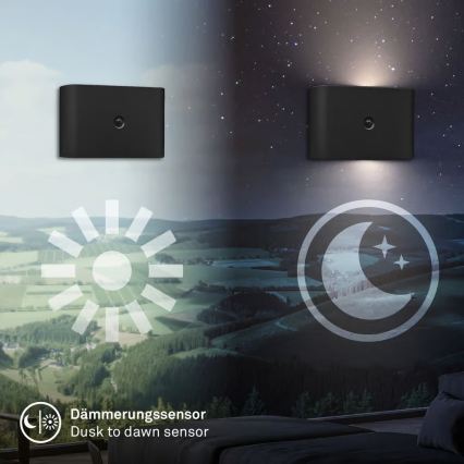 Briloner 3878015 - ladattava seinävalaisin liike- ja hämäräanturilla, CHAT LED/3W/5V 2000 mAh, musta