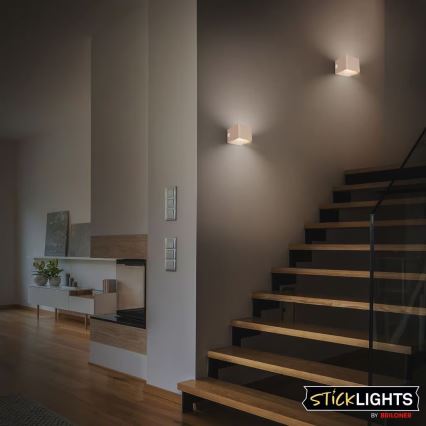 Briloner 3879011 - ladattava LED-seinävalaisin liiketunnistimella ja hämäräkytkimellä BORRA LED/1,5W/5V 3600 mAh beige