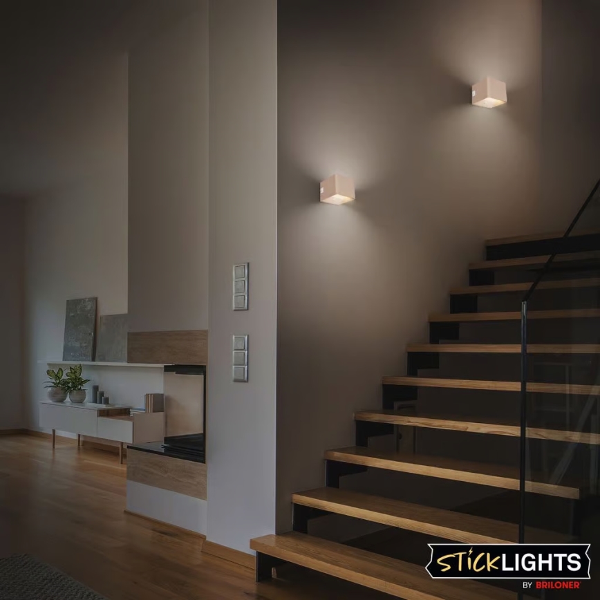 Briloner 3879011 - ladattava LED-seinävalaisin liiketunnistimella ja hämäräkytkimellä BORRA LED/1,5W/5V 3600 mAh beige