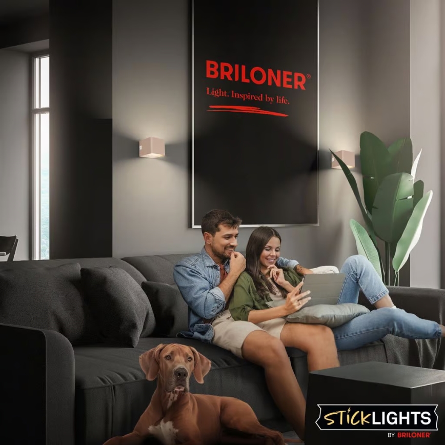 Briloner 3879011 - ladattava LED-seinävalaisin liiketunnistimella ja hämäräkytkimellä BORRA LED/1,5W/5V 3600 mAh beige