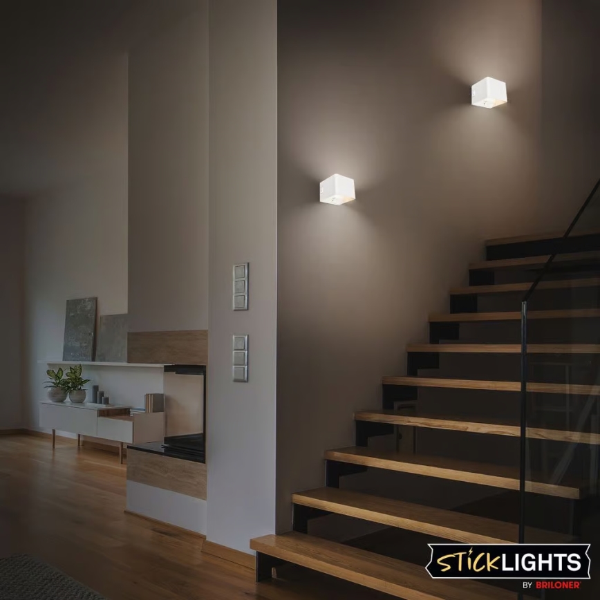 Briloner 3879016 - ladattava LED-seinävalaisin anturilla BORRA LED/1,5W/5V 3600 mAh valkoinen