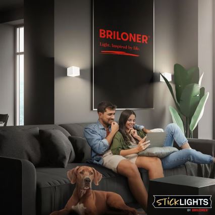 Briloner 3879016 - ladattava LED-seinävalaisin anturilla BORRA LED/1,5W/5V 3600 mAh valkoinen