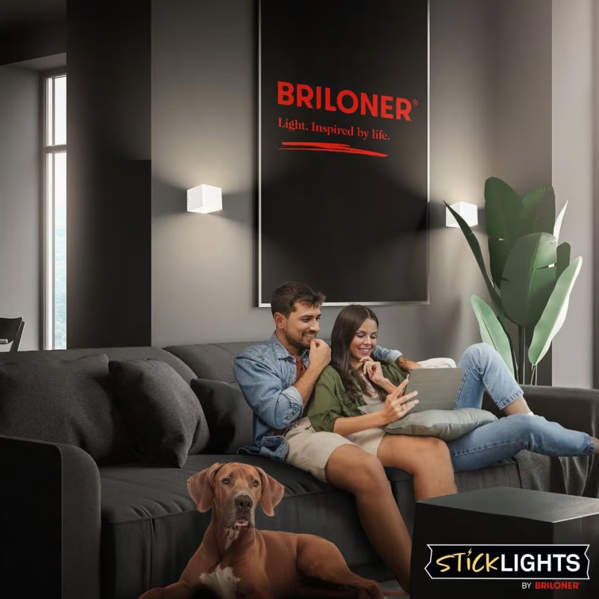 Briloner 3879016 - ladattava LED-seinävalaisin anturilla BORRA LED/1,5W/5V 3600 mAh valkoinen