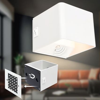 Briloner 3879016 - ladattava LED-seinävalaisin anturilla BORRA LED/1,5W/5V 3600 mAh valkoinen