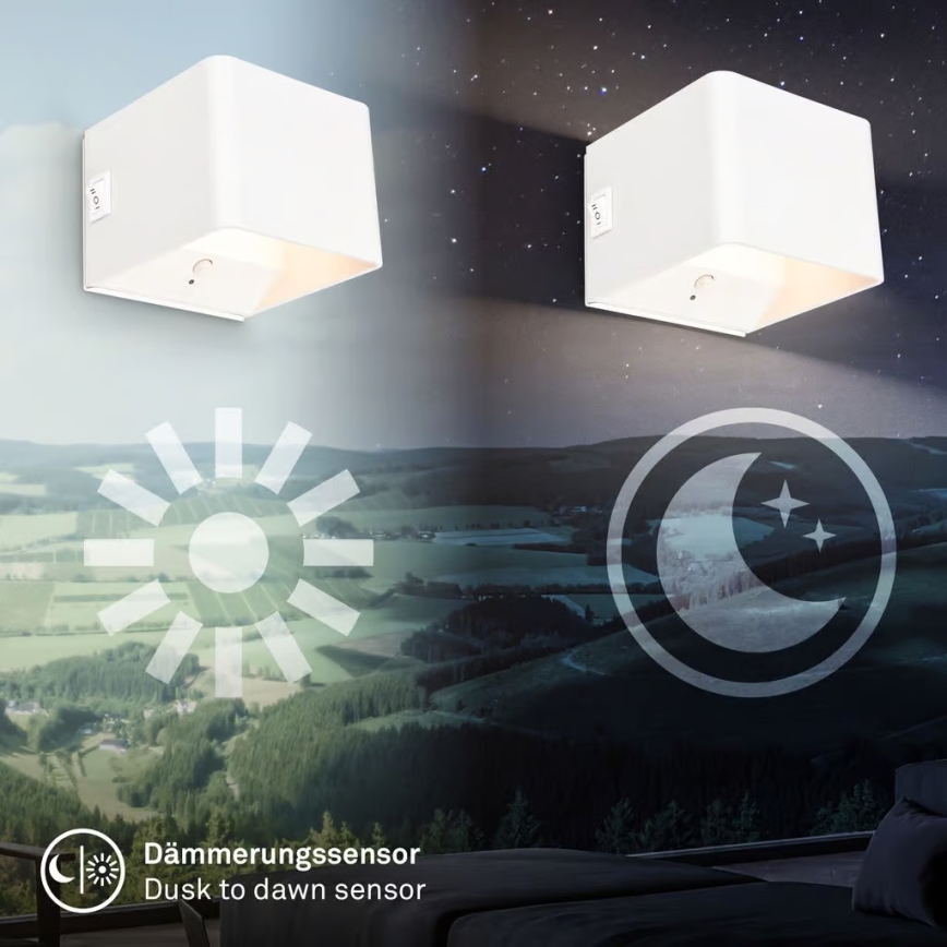 Briloner 3879016 - ladattava LED-seinävalaisin anturilla BORRA LED/1,5W/5V 3600 mAh valkoinen