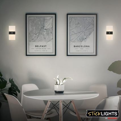 Briloner 3888015 - AURA ladattava LED-seinävalaisin liike- ja hämärätunnistimella LED/2,5W/5V 1800 mAh musta