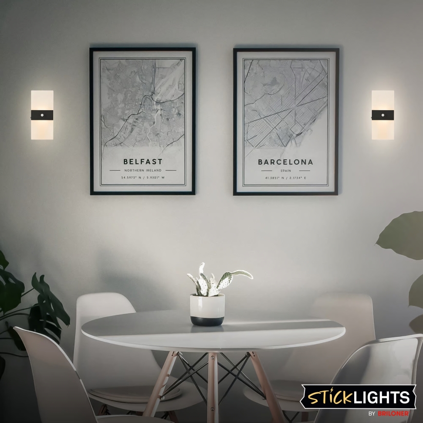 Briloner 3888015 - AURA ladattava LED-seinävalaisin liike- ja hämärätunnistimella LED/2,5W/5V 1800 mAh musta