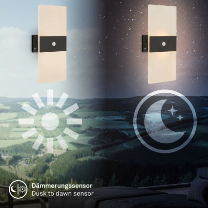 Briloner 3888015 - AURA ladattava LED-seinävalaisin liike- ja hämärätunnistimella LED/2,5W/5V 1800 mAh musta