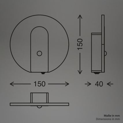 Briloner 3889012 - ladattava LED-seinävalaisin liiketunnistimella ja hämäräkytkimellä TARO LED/2,5W/5V 1800 mAh mattakromi
