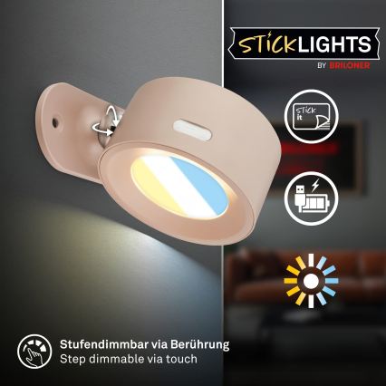 Briloner 3896011 - LED himmennettävä ladattava seinävalaisin TARI LED/1,6W/5V 1500 mAh beige