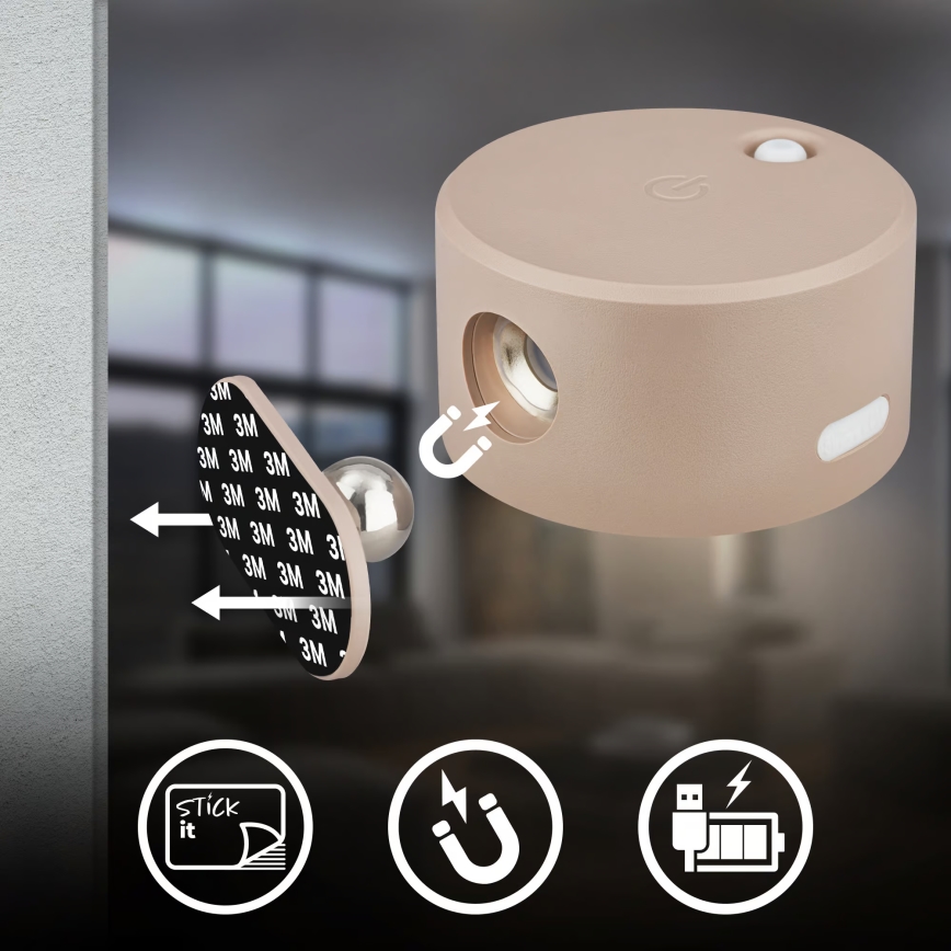 Briloner 3896011 - LED himmennettävä ladattava seinävalaisin TARI LED/1,6W/5V 1500 mAh beige