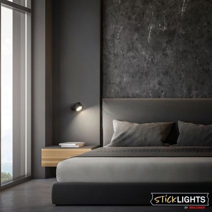 Briloner 3896015 - LED-himmennettävä ladattava seinävalaisin TARI LED/1,6W/5V 1500 mAh musta