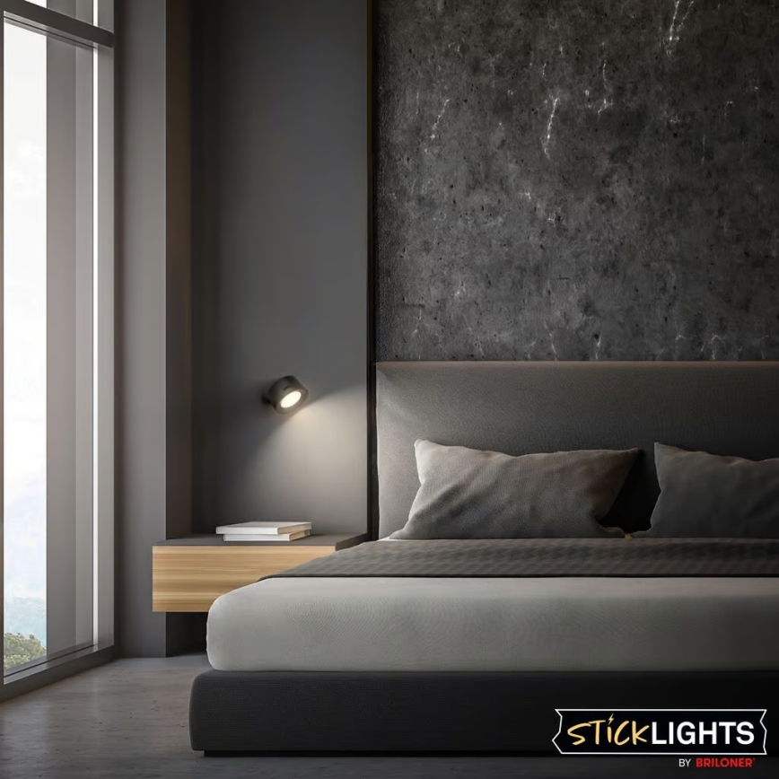 Briloner 3896015 - LED-himmennettävä ladattava seinävalaisin TARI LED/1,6W/5V 1500 mAh musta