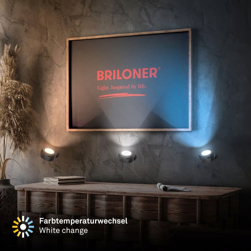 Briloner 3896015 - LED-himmennettävä ladattava seinävalaisin TARI LED/1,6W/5V 1500 mAh musta