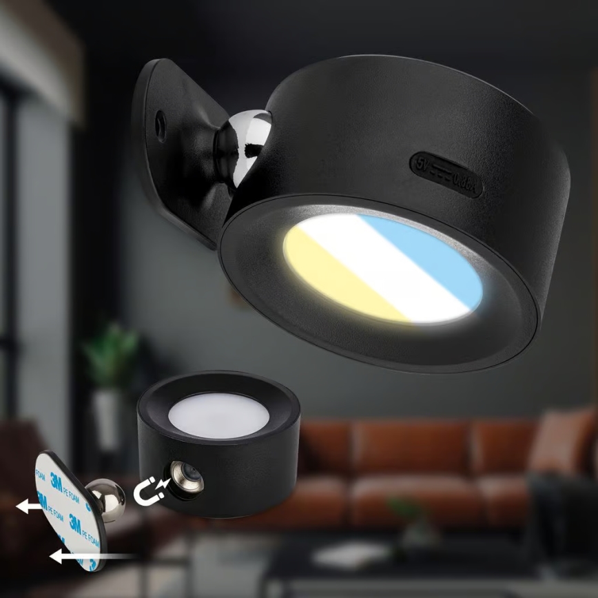 Briloner 3896015 - LED Himmennettävä ladattava seinävalaisin TARI LED/1,6W/5V 1500 mAh musta