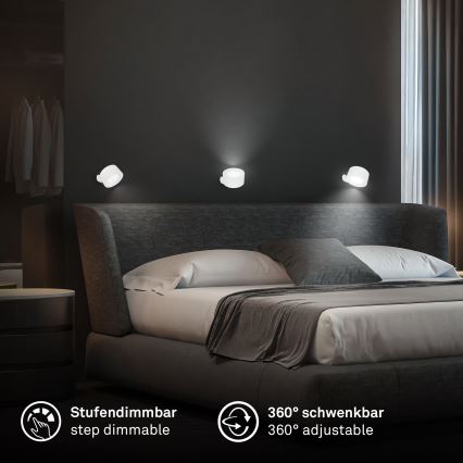 Briloner 3896016 - LED-himmennettävä ladattava seinävalaisin TARI LED/1,6 W/5 V 1500 mAh valkoinen