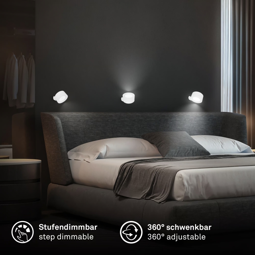Briloner 3896016 - LED-himmennettävä ladattava seinävalaisin TARI LED/1,6 W/5 V 1500 mAh valkoinen