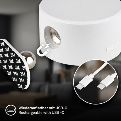 Briloner 3896016 - LED-himmennettävä ladattava seinävalaisin TARI LED/1,6 W/5 V 1500 mAh valkoinen