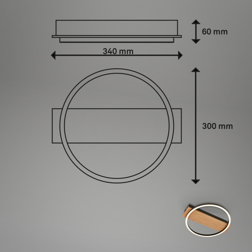 Briloner 3908-014 - LED-kattovalaisin KADA LED/14W/230V halkaisija 30 cm musta/ruskea