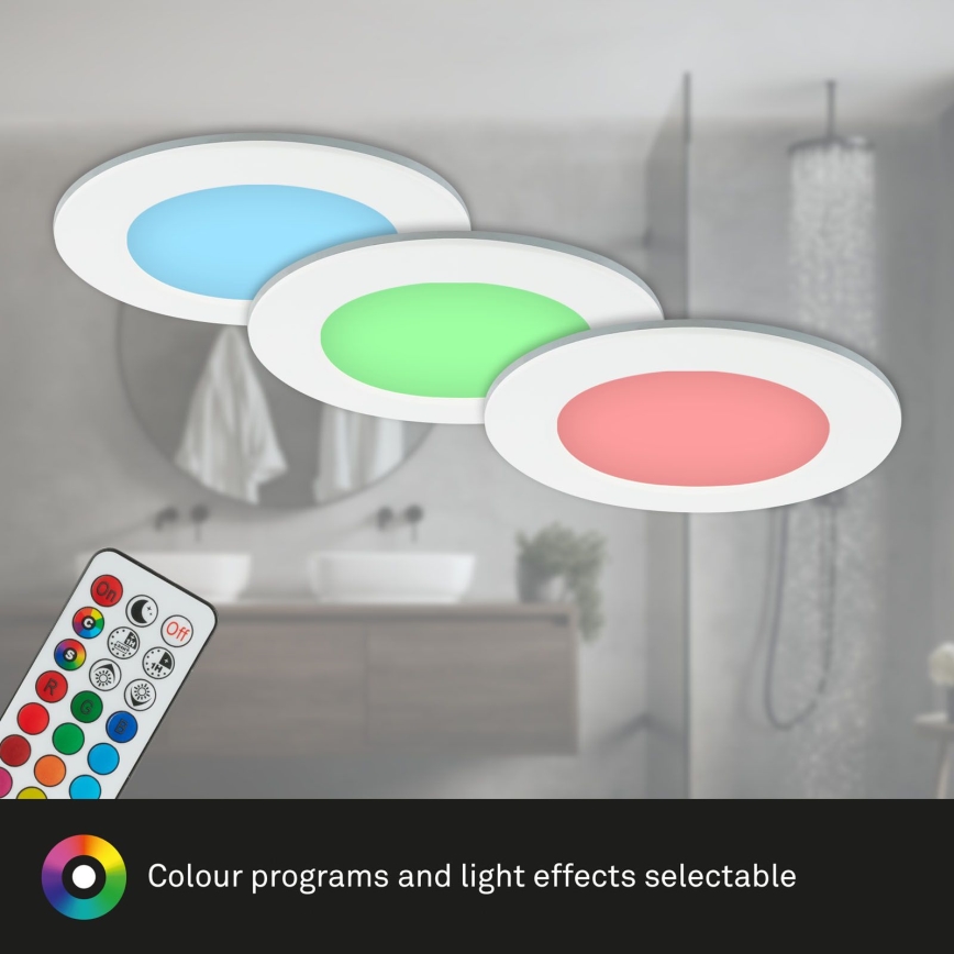Briloner - SARJA 3x RGBW himmennettävä kylpyhuoneen alasvalaisin LED/4,8W/230V 3000-6500K IP65 + kaukosäädin