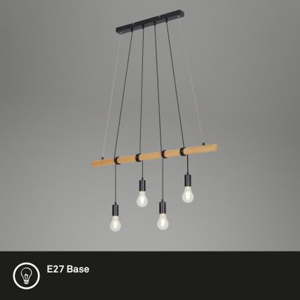 Briloner 4015045 - Kattokruunu johdossa 4xE27/25W/230V kumipuu