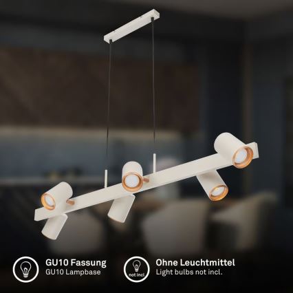 Briloner 4058064 - ERA-riippuvalaisin vaijerilla 6xGU10/10W/230V kermanvärinen