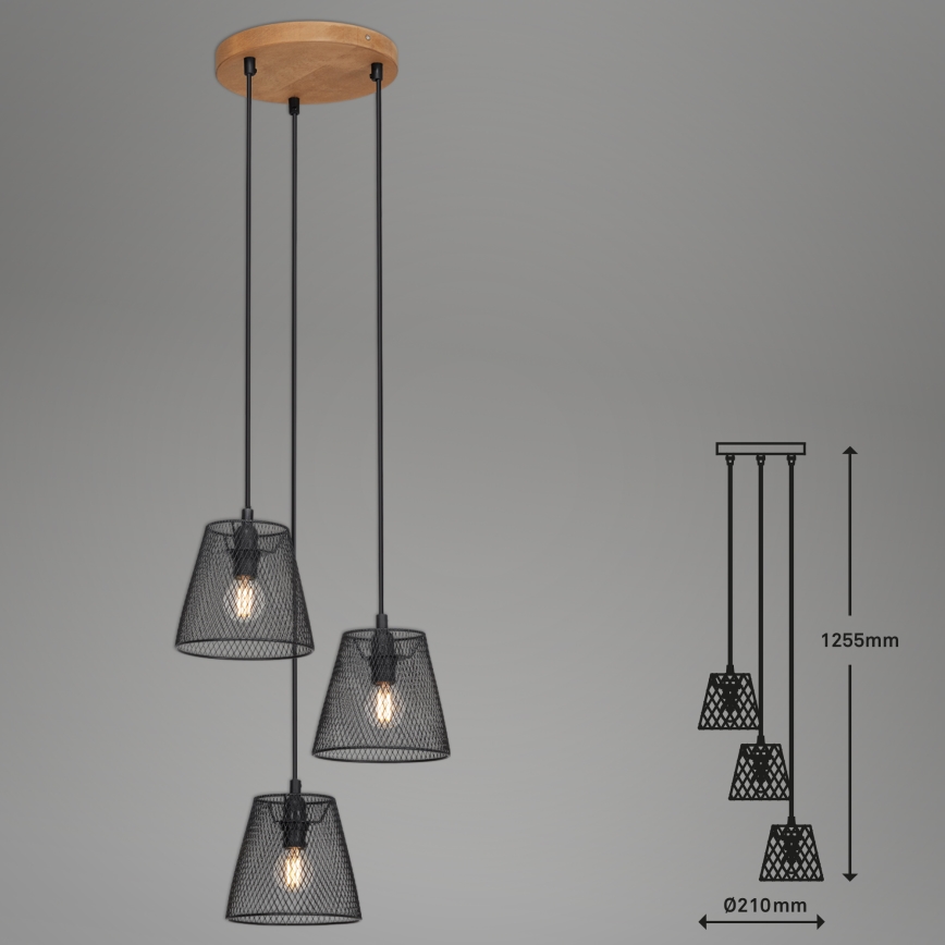 Briloner 4074-035 - Kattokruunu johdossa TAUNUS 3xE14/40W/230V kumipuu