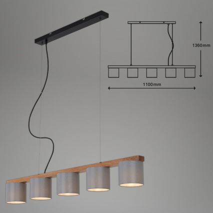 Briloner 4075-054 - Ripustettava kattovalaisin RHON 5xE14/25W/230V