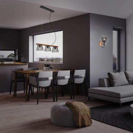 Briloner 4077-035 - Kattokruunu johdossa WOOD & STYLE 3xE14/25W/230V kumipuu