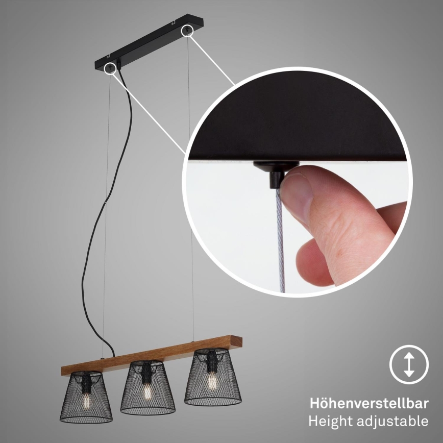 Briloner 4077-035 - Kattokruunu johdossa WOOD & STYLE 3xE14/25W/230V kumipuu