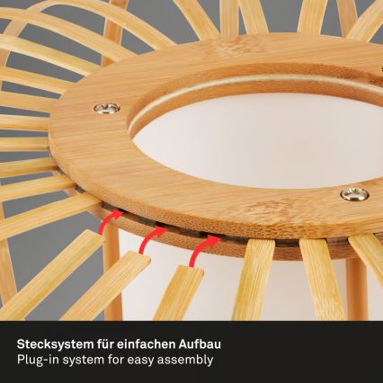 Briloner 4759011 - Riippuvalaisin johdolla 1xE27/10W/230V musta/bambu