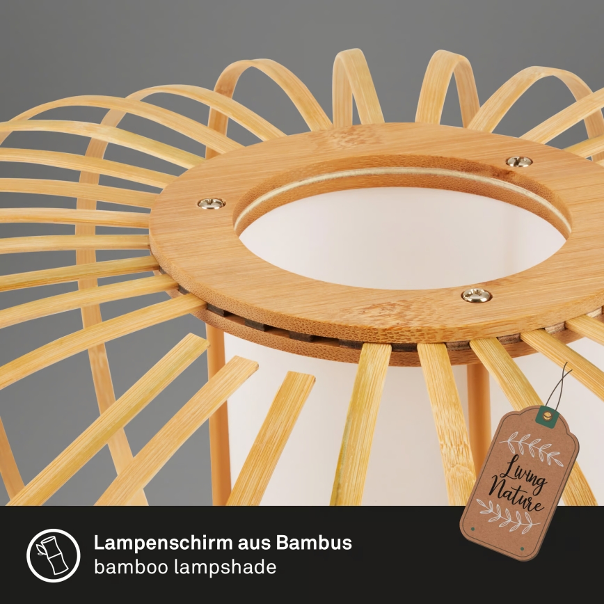 Briloner 4759031 - Riippuvalaisin vaijerilla 3xE27/10W/230V musta/bambu