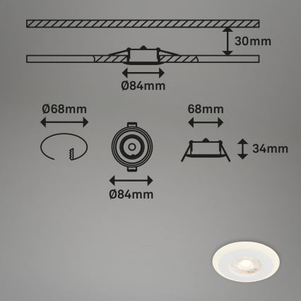 Briloner 7039036 - Kolmen LED-alasvalon setti kylpyhuoneeseen, LED/5W/230V, IP44, valkoinen