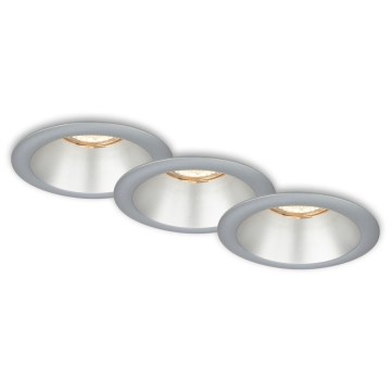 Briloner 7042-034 - SETTI 3x Kylpyhuoneen upotettu valo 1xGU10/9W/230V IP23 hopea