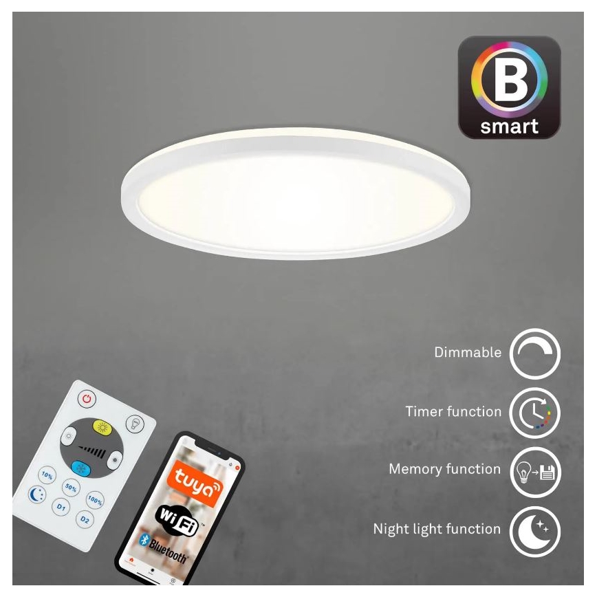Briloner 7058-016 - LED Himmennettävä valo SLIM LED/18W/230V 2700-6500K Wi-Fi Tuya + kauko-ohjaus