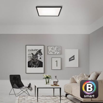 Briloner 7060-015 - Himmennettävä pinta-asennettava SLIM LED-paneeli LED/22W/230V 2700-6500K 42x42 cm musta Wi-Fi Tuya + kaukosäädin