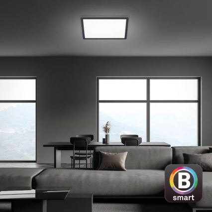 Briloner 7060-015 - Himmennettävä pinta-asennettava SLIM LED-paneeli LED/22W/230V 2700-6500K 42x42 cm musta Wi-Fi Tuya + kaukosäädin