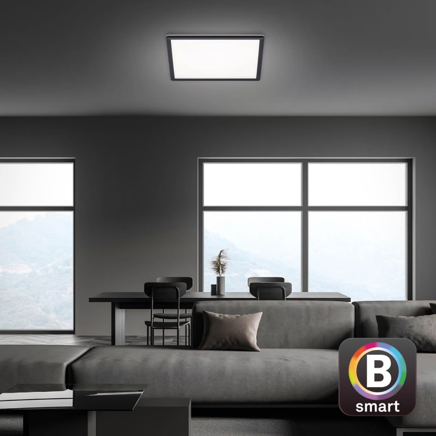 Briloner 7060-015 - Himmennettävä pinta-asennettava SLIM LED-paneeli LED/22W/230V 2700-6500K 42x42 cm musta Wi-Fi Tuya + kaukosäädin