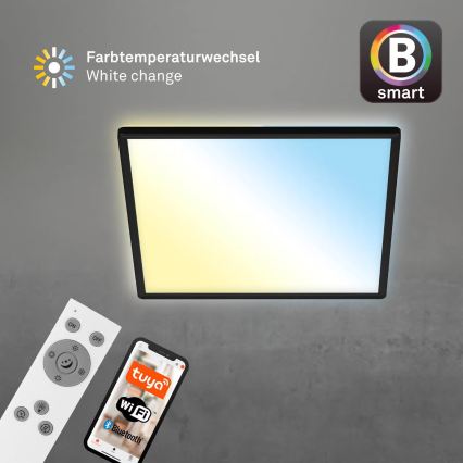 Briloner 7060-015 - Himmennettävä pinta-asennettava SLIM LED-paneeli LED/22W/230V 2700-6500K 42x42 cm musta Wi-Fi Tuya + kaukosäädin