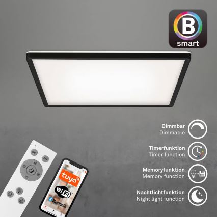 Briloner 7060-015 - Himmennettävä pinta-asennettava SLIM LED-paneeli LED/22W/230V 2700-6500K 42x42 cm musta Wi-Fi Tuya + kaukosäädin