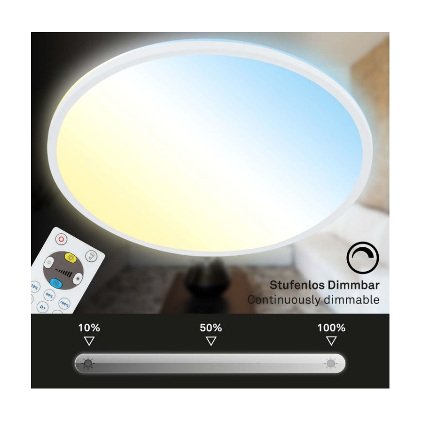 Briloner 7079-016 - LED himmennettävä kattovalaisin SLIM LED/18W/230V 2700-6500K + kaukosäädin