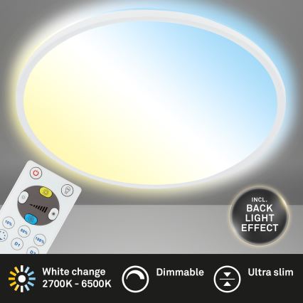 Briloner 7080-016 - Himmennettävä LED-kattovalaisin SLIM LED/22W/230V 2700-6500K + kauko-ohjaus