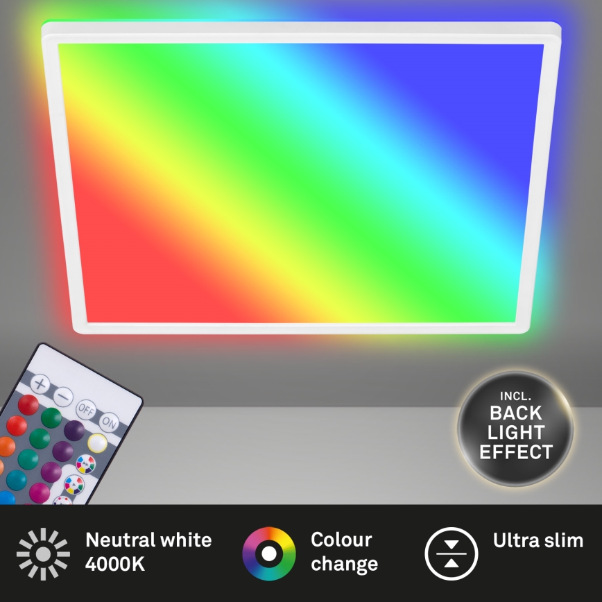 Briloner 7090-416 - LED RGBW himmennettävä kattovalaisin SLIM LED/15W/230V + kaukosäädin