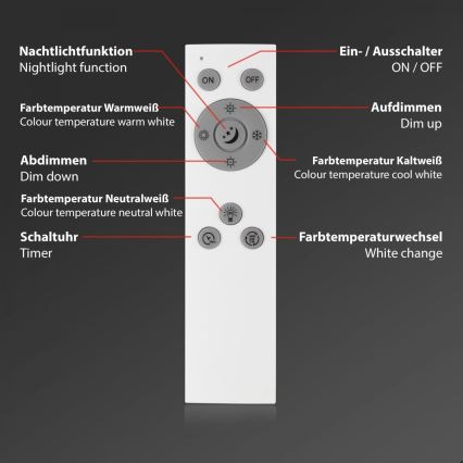Briloner 7168-015 - Himmennettävä LED-kattovalaisin PIATTO LED/22W/230V 3000-6500K halkaisija 40 cm musta + kauko-ohjaus