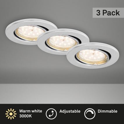 Briloner 7219-039 - Setti 3x LED Himmennettävä upotettu kylpyhuonevalaisin FIT 1xGU10/5W/230V IP23