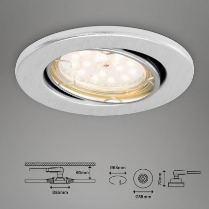Briloner 7219-039 - Setti 3x LED Himmennettävä upotettu kylpyhuonevalaisin FIT 1xGU10/5W/230V IP23