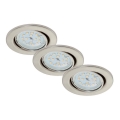 Briloner 7220-032 - SETTI 3x LED-kattovalaisin kylpyhuoneeseen FIT 1xGU10/5W/230V mattanikkeli