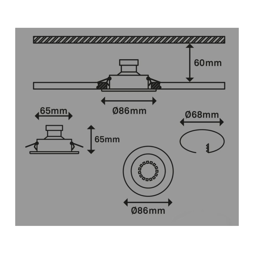 Briloner 7221-032 - SETTI 3x LED Kylpyhuoneen upotettava valo 1xGU10/3W/230V IP23 mattakromi
